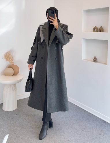 2336 kaşe kaban - gri