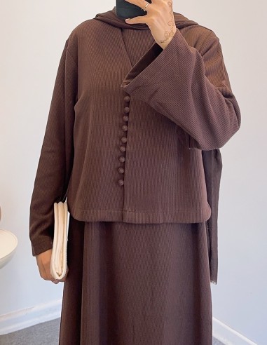 26004 hırkalı elbise - kahverengi