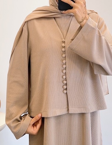 26004 hırkalı elbise - Bej