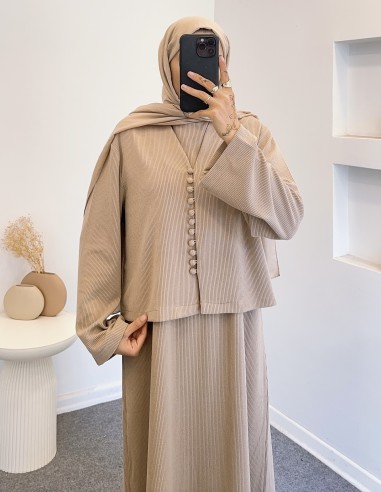 26004 hırkalı elbise - Bej