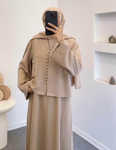 26004 hırkalı elbise - Bej