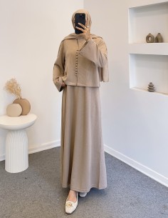 26004 hırkalı elbise - Bej