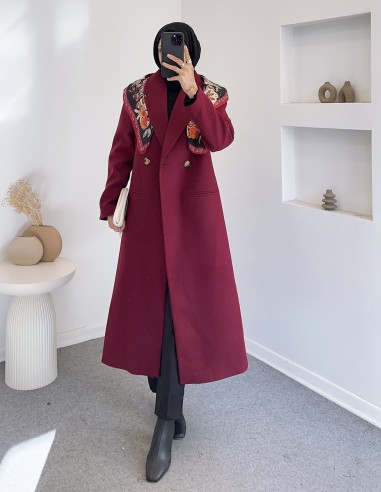 2902 kaşe kaban - bordo