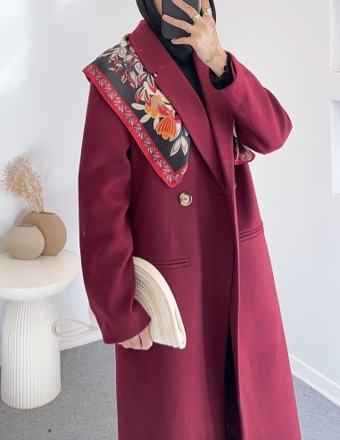 2902 kaşe kaban - bordo