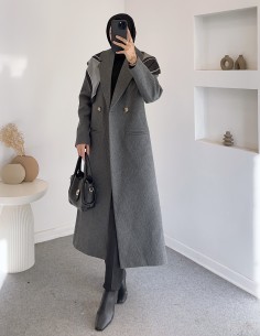 2902 kaşe kaban -gri