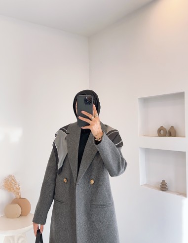 2902 kaşe kaban -gri