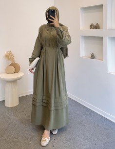 076 robalı elbise - yeşil