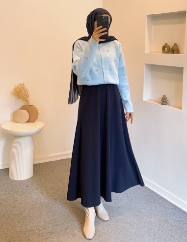 2408 taş düğmeli hırka - mavi