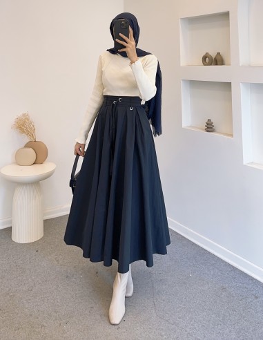 1030 kemerli etek - lacivert