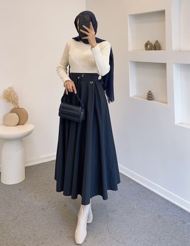 1030 kemerli etek - lacivert