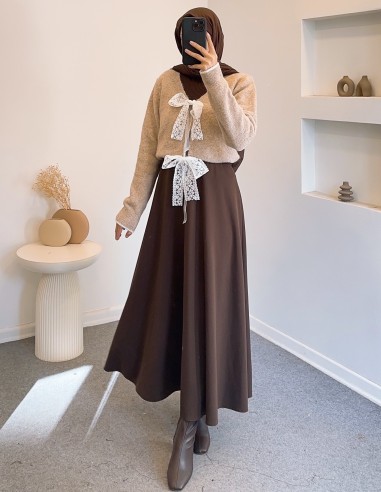 D30108 fiyonk detay hırka -bej