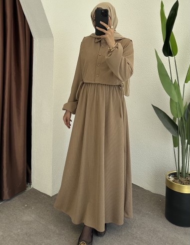 61473 örme elbise - bej