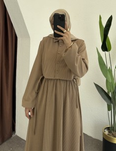 61473 örme elbise - bej 2