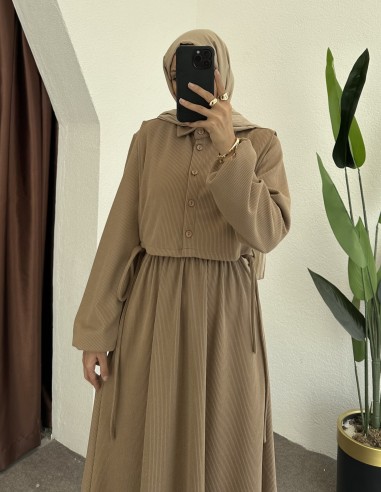 61473 örme elbise - bej