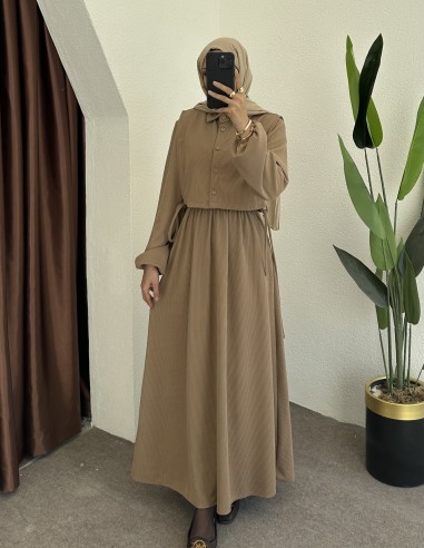 61473 örme elbise - bej