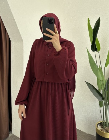 61473 örme elbise - Bordo