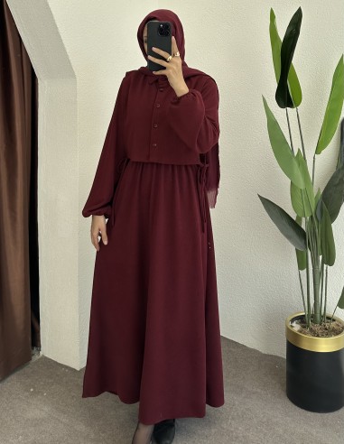 61473 örme elbise - Bordo