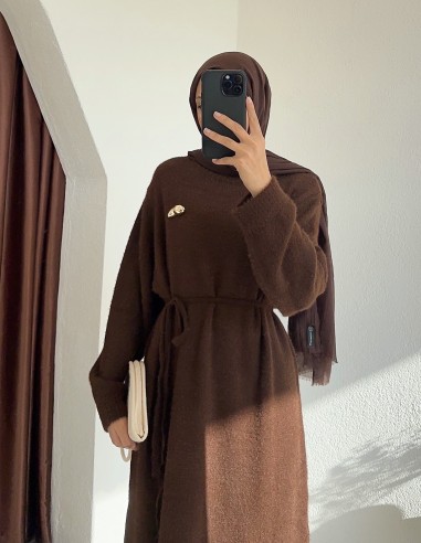 HK26023 broş aksesuarlı elbise -...