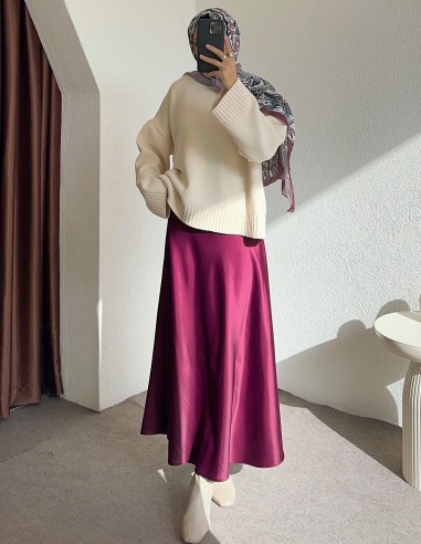 447 saten etek - mor