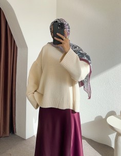 447 saten etek - mor 2