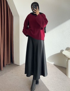 447 saten etek - Siyah