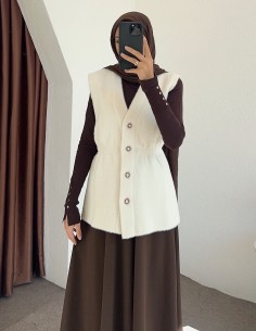 8938 peluş yelek - Taş