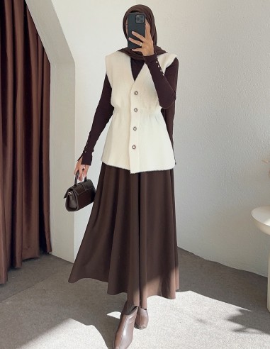 8938 peluş yelek - Taş