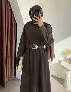 6451 deri detay elbise -... 2