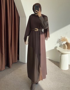 6451 deri detay elbise -...