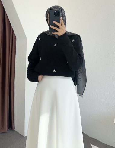 9293 taşlı kazak - siyah