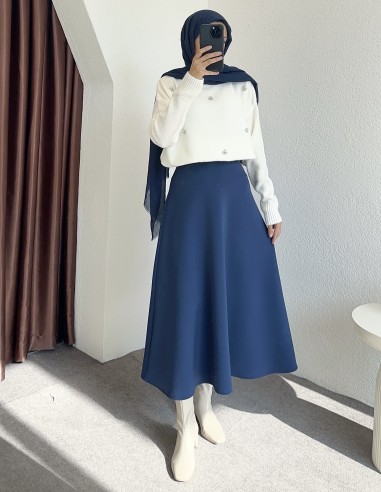 9293 taşlı kazak - Beyaz