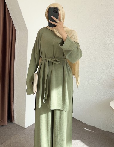 2624 triko pantolon takım - yeşil