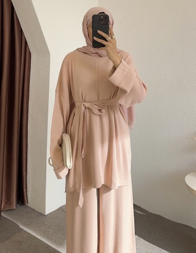 2624 triko pantolon takım - toz pembe