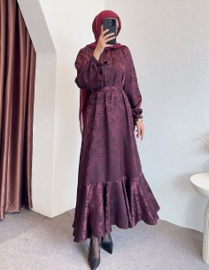 6100 desenli saten elbise -...