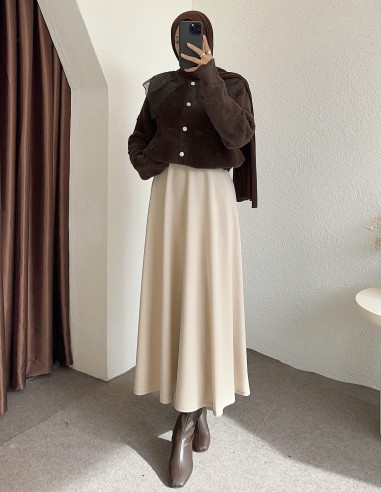 2624 bebe yaka tüllü hırka - kahverengi