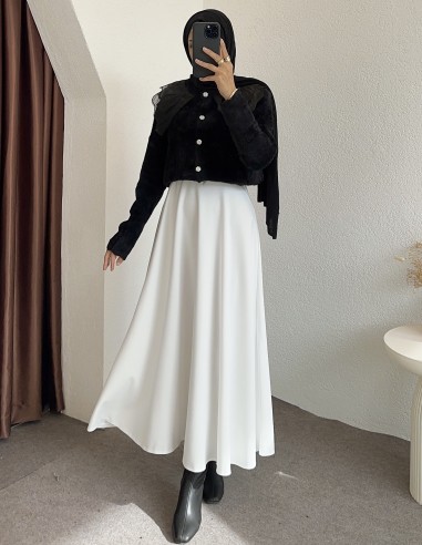 2624 bebe yaka tüllü hırka - siyah