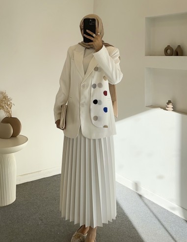 2171 fularlı ceket - beyaz