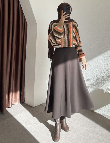 MY-166 desenli kazak - kahverengi