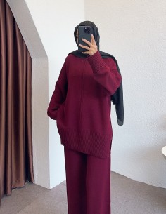 04604 tek yaka takım - Bordo 2