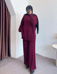 04604 tek yaka takım - Bordo