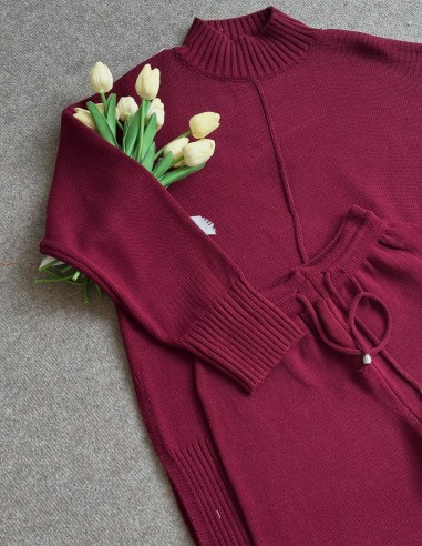 04604 tek yaka takım - Bordo