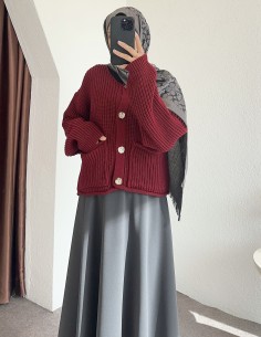 8848 cepli hırka - bordo