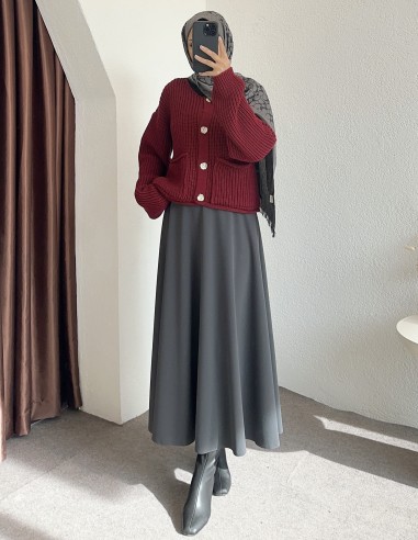 8848 cepli hırka - bordo