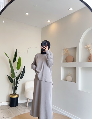 2485 triko etek takım gri