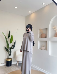 2485 triko etek takım gri 2