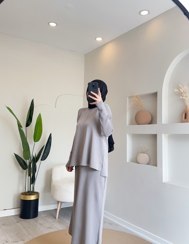 2485 triko etek takım gri