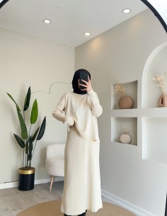 2485 triko etek takım krem