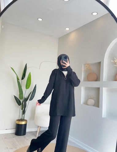 9017 triko pantolon takım siyah