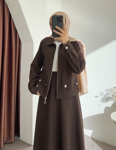 2806 fermuarlı takım - Kahverengi