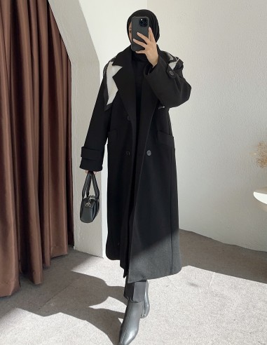 9205 kaşe kaban - siyah